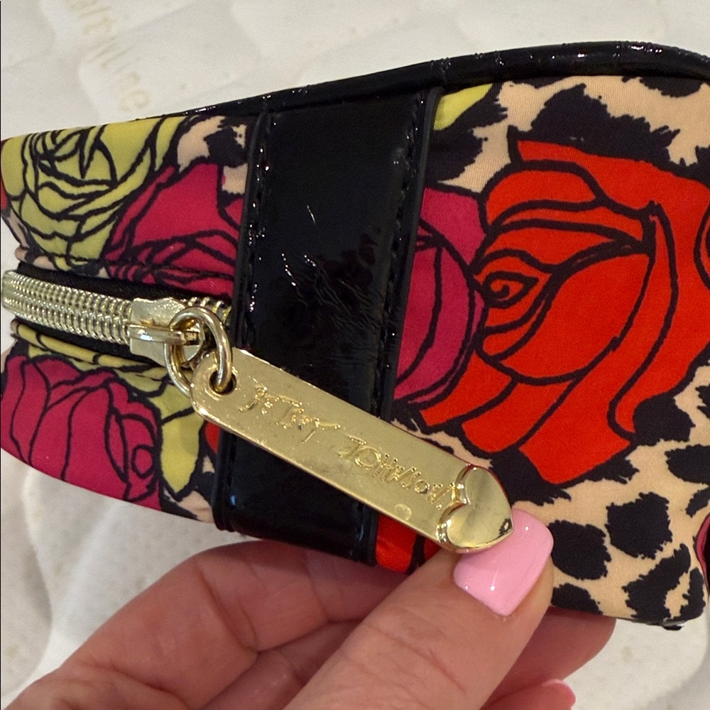 Betsey Johnson Floral and Leopard Cosmetic Bag - Picture 2 of 6